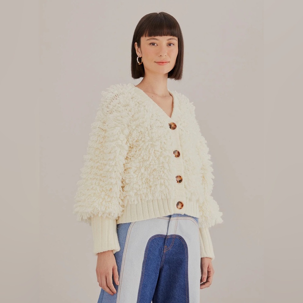 FARM RIO Off-White
Textured V Neck
Cardigan